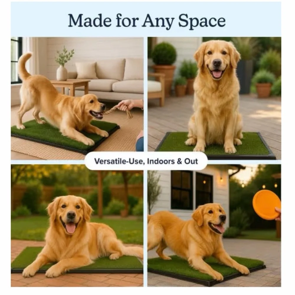 Pet🐩Potty Trainer Easy Clean Indoor/Outdoor Tray w Reusable Grass 🐕‍🦺20”x30”